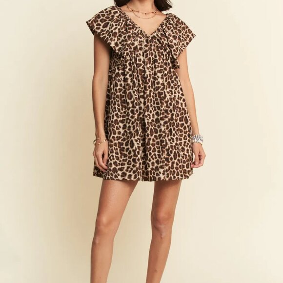 Davi & Dani Animal Printed Velvet Ribbon Mini Dress - Picture 5 of 11